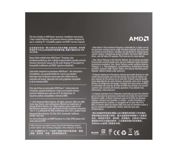 AMD Ryzen 7 8700F (4.1 Ghz) - Ryzen 7 8000 Series 8-Core/ 16-Threads, Socket AM5, 65W Processor - 100-100001590BOX