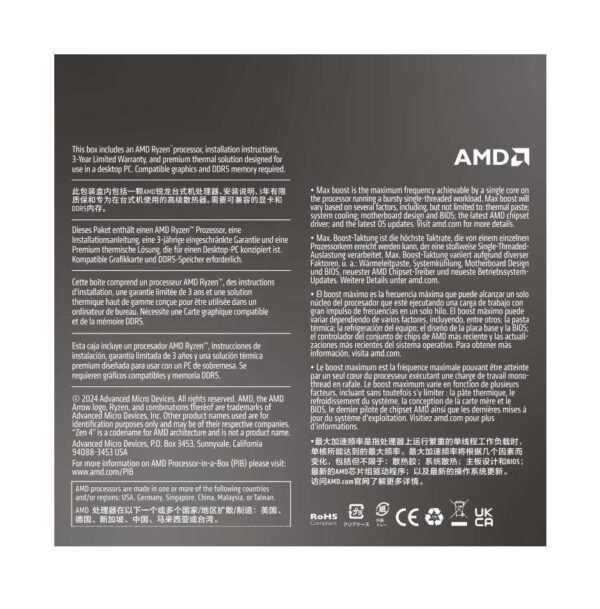 AMD Ryzen 5 8400F (4.2 GHz) - Ryzen 5 8000 Series 6-Core/ 12-Threads,  Socket AM5, 65W Processor - 100-100001591BOX