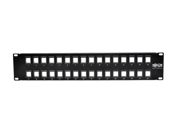 2U Rack-Mount Unshielded Blank Keystone/Multimedia Patch Panel, RJ45 Ethernet, USB, HDMI, Cat5e/6