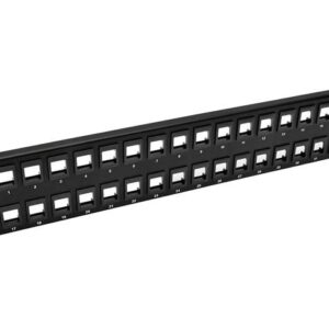 2U Rack-Mount Unshielded Blank Keystone/Multimedia Patch Panel, RJ45 Ethernet, USB, HDMI, Cat5e/6