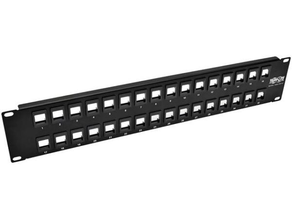 2U Rack-Mount Unshielded Blank Keystone/Multimedia Patch Panel, RJ45 Ethernet, USB, HDMI, Cat5e/6