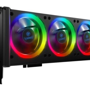 Anidees Graphic Card Cooler 3 x 80mm PWM Fan, Support ASUS Aura SYNC/MSI Mystic Sync/ASROCK Aura RGB/GIGABYTE RGB Fusion (5V 3-Pin Addressable Headers ONLY) PCI Mount Bracket with Remote - AI-GP-CL