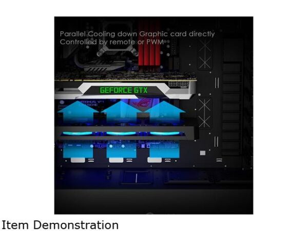 Anidees Graphic Card Cooler 3 x 80mm PWM Fan, Support ASUS Aura SYNC/MSI Mystic Sync/ASROCK Aura RGB/GIGABYTE RGB Fusion (5V 3-Pin Addressable Headers ONLY) PCI Mount Bracket with Remote - AI-GP-CL