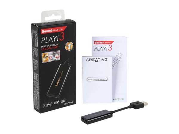 Creative Labs Sound Blaster Play! 3 External USB Sound Adapter for Windows and Mac. Plug and Play (No Drivers Required). Upgrade to 24-Bit 96Khz Playback