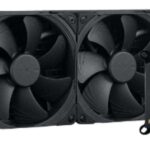 ProArt LC 420 all-in-one CPU liquid cooler with illuminated system status meter and three Noctua NF-A14 industrialPPC-2000 PWM 140mm radiator fans