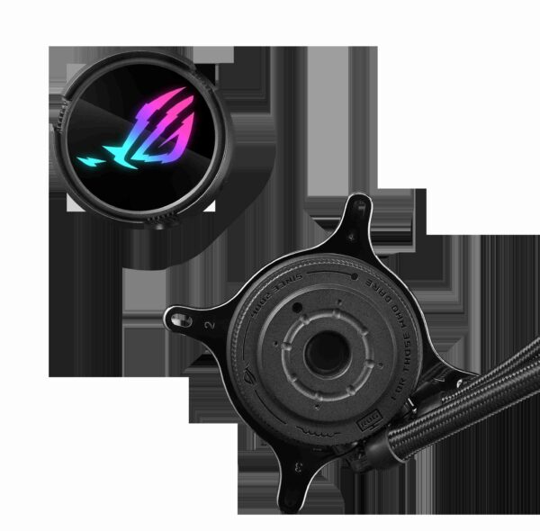 ASUS ROG Strix LC III 360 ARGB all-in-one CPU liquid cooler with 360° rotatable water block, Asetek’s new Gen7 v2 pump, premium ROG ARGB fans, and 10+ custom Aura lighting effects