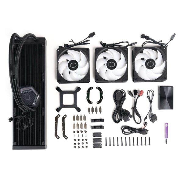 Cooler Master MasterLiquid 360 Atmos ARGB Close-Loop AIO Liquid Cooler, Customize Pump, Sickleflow Edge PWM Fans, 360mm Radiator, CryoFuze, AMD Ryzen AM5/AM4, Intel LGA1700/1200 (MLX-D36M-A25PZ-R1)