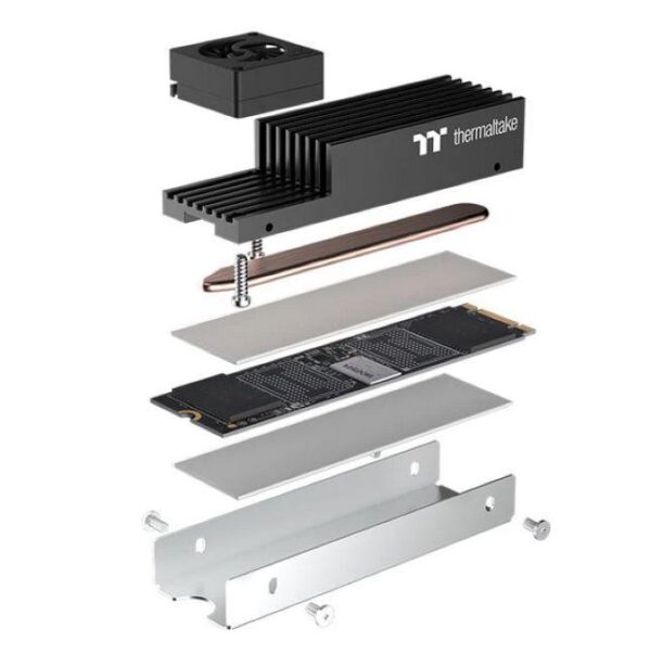 Thermaltake MS-1 M.2 2280 SSD Cooler, Heatsink with 8000 RPM Micro Blower Fan, CL-O043-AL02BL-A