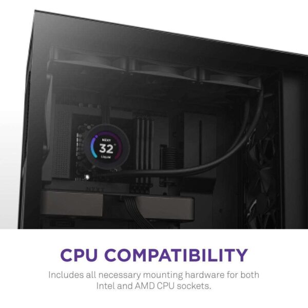 NZXT Kraken Elite 360mm - RL-KN36E-B1 – AIO CPU Liquid Cooler - Customizable LCD Display - 3 x F120P Static Pressure Fan Radiator Fans LGA 1700 / AM5 Compatible