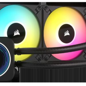 Corsair iCUE H100i Elite LCD XT Liquid CPU Cooler - IPS LCD Screen - Two AF120 RGB Elite Fans - 240mm Radiator - Fits Intel® LGA 1700, AMD® AM5, and More - Included iCUE Commander CORE - Black