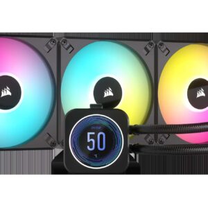 Corsair H170i Elite XT 420mm RGB Liquid CPU Cooler - IPS LCD Screen - AF140 RGB Fans - Fits Intel/AMD - iCUE Commander CORE - Black