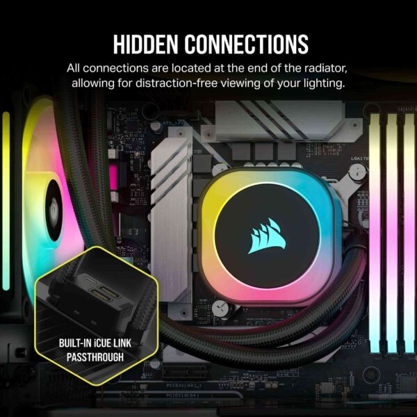 CORSAIR iCUE LINK H100i RGB Liquid CPU Cooler - QX120 RGB Fans - 240mm Radiator - Fits Intel® LGA 1700, AMD® AM5 - iCUE LINK System Hub Included