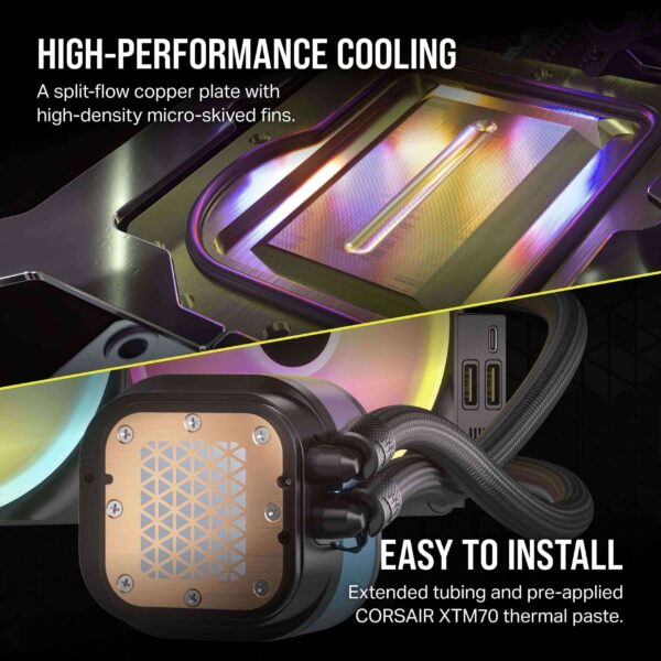 CORSAIR iCUE LINK H170i RGB Liquid CPU Cooler - QX140 RGB Fans - Large 420mm Radiator - Fits Intel® LGA 1700, AMD® AM5 - iCUE LINK System Hub Included