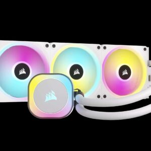 CORSAIR iCUE LINK H150i RGB Liquid CPU Cooler - QX120 RGB Fans - White - 360mm Radiator - Fits Intel® LGA 1700, AMD® AM5 - iCUE LINK System Hub Included