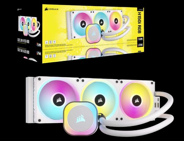 CORSAIR iCUE LINK H150i RGB Liquid CPU Cooler - QX120 RGB Fans - White - 360mm Radiator - Fits Intel® LGA 1700, AMD® AM5 - iCUE LINK System Hub Included