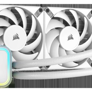 CORSAIR H100i RGB ELITE Liquid CPU Cooler - White - 16 Dynamic RGB LEDs - AF120 ELITE PWM Fans - Intel® LGA 1700, 1200, 2066, AMD®  AM5 & AM4 Sockets