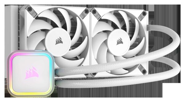 CORSAIR H100i RGB ELITE Liquid CPU Cooler - White - 16 Dynamic RGB LEDs - AF120 ELITE PWM Fans - Intel® LGA 1700, 1200, 2066, AMD®  AM5 & AM4 Sockets