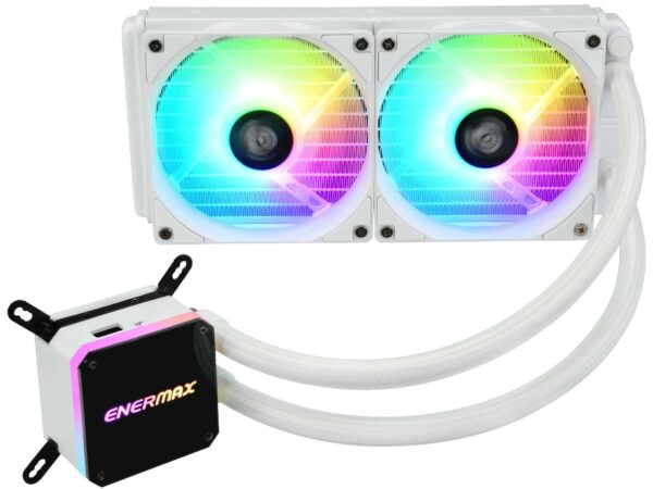 Enermax LIQMAX III 240 ARGB White, All-in-one CPU Liquid Cooler for AM4 & AM5 / LGA 1700/1200/1151, 240mm Radiator, Dual-Chamber Water Block, ARGB Fan - AM5 & LGA1700 Ready