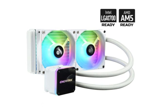 Enermax LIQMAX III 240 ARGB White, All-in-one CPU Liquid Cooler for AM4 & AM5 / LGA 1700/1200/1151, 240mm Radiator, Dual-Chamber Water Block, ARGB Fan - AM5 & LGA1700 Ready