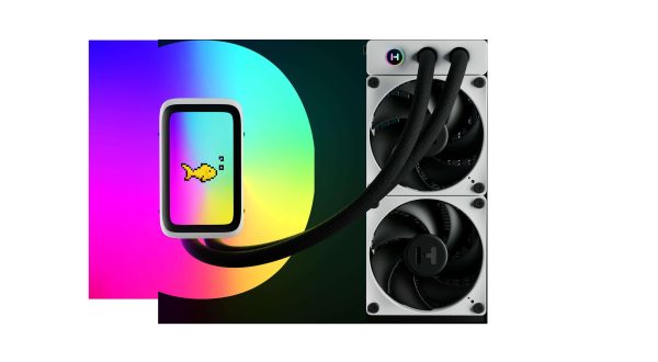 HYTE THICC Q60 - 240mm AIO CPU Liquid Cooler With 5" Ultraslim IPS Display - Powered By Nexus Link - White/Black