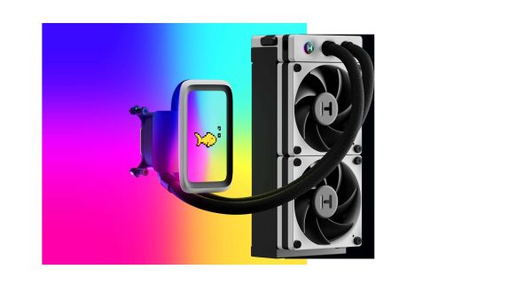 HYTE THICC Q60 - 240mm AIO CPU Liquid Cooler With 5" Ultraslim IPS Display - Powered By Nexus Link - White/Black