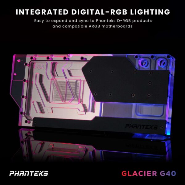 Phanteks Glacier G4090 GIGABYTE for GIGABYTE AORUS MASTER / GAMING RTX 4090, Nickel-Plated copper block, Acrylic, Aluminum Cover plate, Digital-RGB, Black