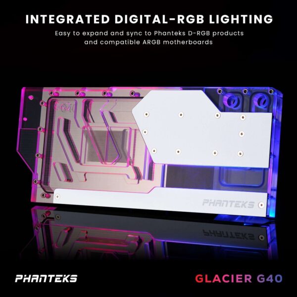 Phanteks Glacier G4090 GIGABYTE for GIGABYTE AORUS MASTER / GAMING RTX 4090, Nickel-Plated copper block, Acrylic, Aluminum Cover plate, Digital-RGB, Matte White