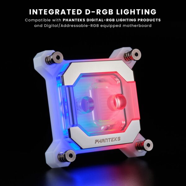 Phanteks Glacier C370I CPU Water Block for Intel Sockets 1700/1200/115x, Support Intel 14th Gen Processor, Pure Copper Base, Digital-RGB Lighting, White