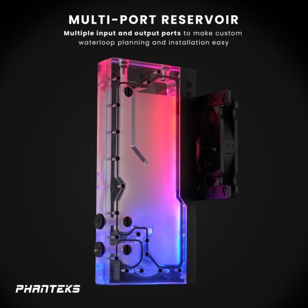 Phanteks Glacier R260 D5 Pump compatible Reservoir, integrated Digital-RGB lighting, Black