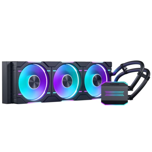 Phanteks Glacier One 360D30 Premium D-RGB AIO Liquid CPU Cooler, DRGB Pump Cap Design, 3x D30 120mm PWM D-RGB Fans, Black