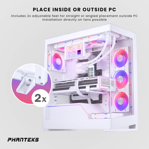 Phanteks 5.5" Hi-Res Universal LCD Display, Magnetic Mounting, 60hz refresh rate, 2160x1440 IPS Panel with LED backlighting, 99% sRGB support, Plug and Play, HDMI, White