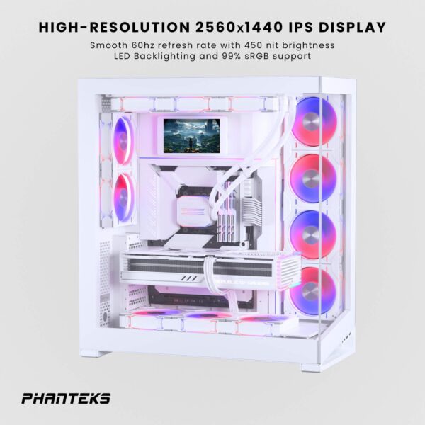 Phanteks 5.5" Hi-Res Universal LCD Display, Magnetic Mounting, 60hz refresh rate, 2160x1440 IPS Panel with LED backlighting, 99% sRGB support, Plug and Play, HDMI, White