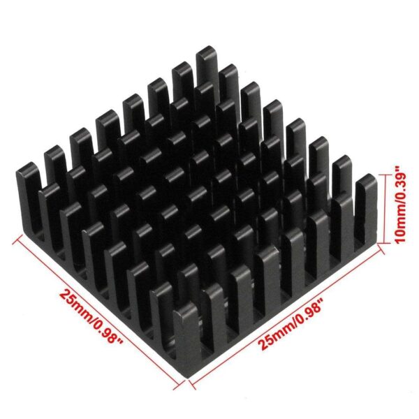 Aluminum Heatsink Cooler Circuit Board Cooling Fin Black 25mmx25mmx10mm 5Pcs for Led Semiconductor Integrated Circuit Device