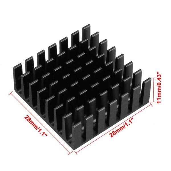 Aluminum Heatsink Cooler Circuit Board Cooling Fin Black 28mmx28mmx11mm 5Pcs for Led Semiconductor Integrated Circuit Device