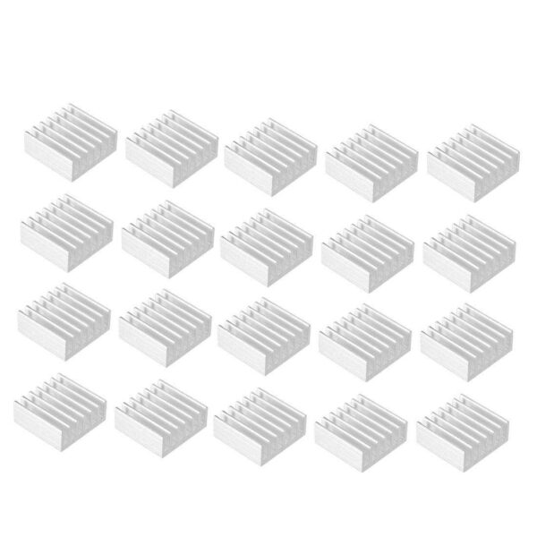 Aluminum Heatsink Cooler Circuit Board Cooling Fin Silver Tone 14mmx14mmx6mm 20Pcs for Led Semiconductor Integrated Circuit Device