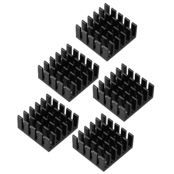 Aluminum Heatsink Cooler Circuit Board Cooling Fin Black 22mmx22mmx10mm 5Pcs for Led Semiconductor Integrated Circuit Device