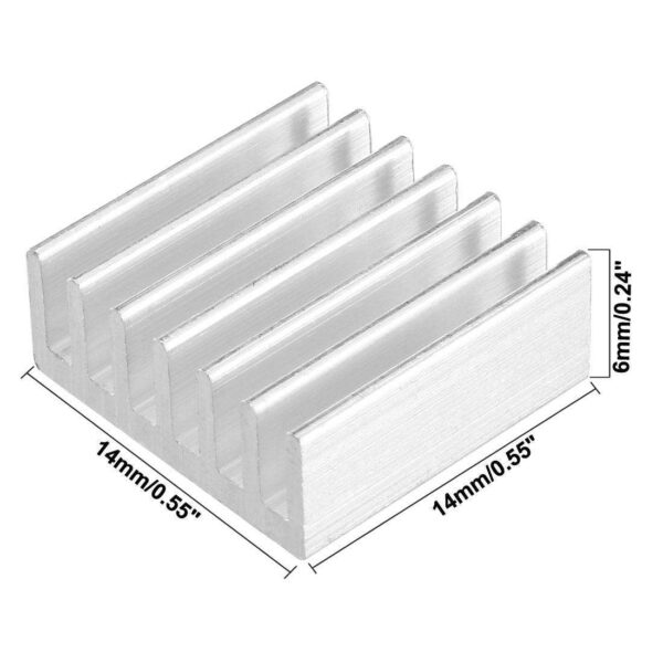 Aluminum Heatsink Cooler Circuit Board Cooling Fin Silver Tone 14mmx14mmx6mm 20Pcs for Led Semiconductor Integrated Circuit Device