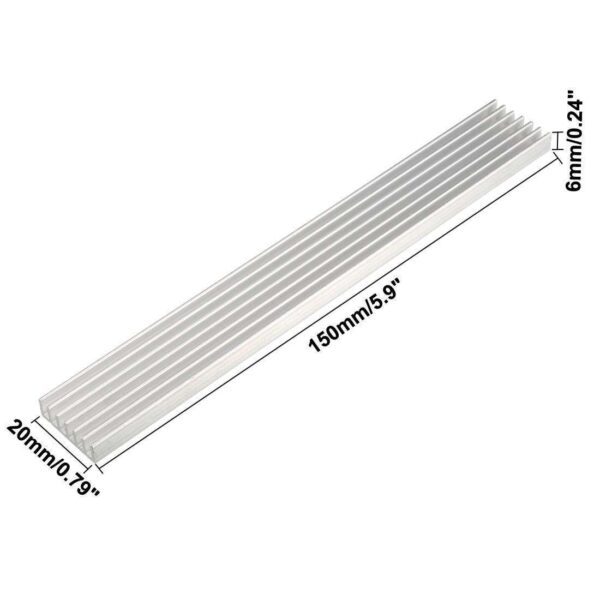 Aluminum Heatsink Cooler Circuit Board Cooling Fin Silver Tone 150mmx20mmx6mm 2Pcs for Led Semiconductor Integrated Circuit Device