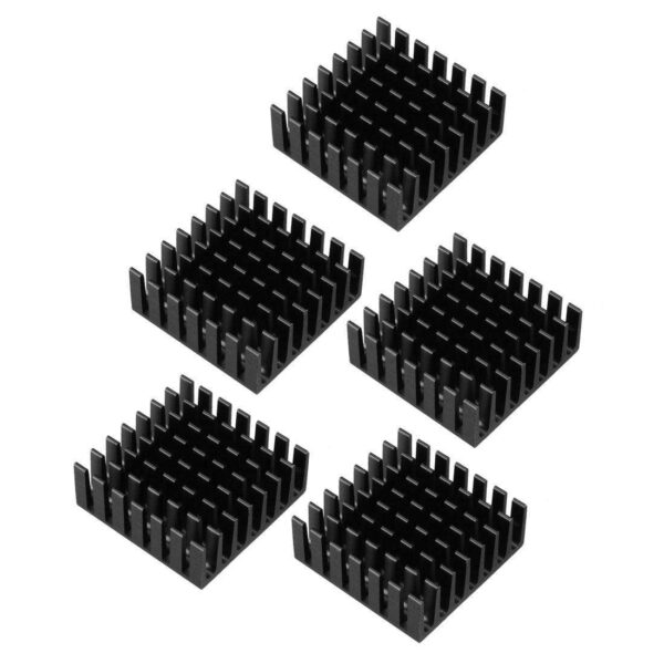 Aluminum Heatsink Cooler Circuit Board Cooling Fin Black 28mmx28mmx11mm 5Pcs for Led Semiconductor Integrated Circuit Device