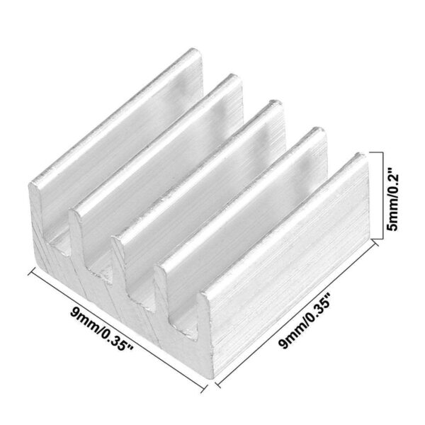 Aluminum Heatsink Cooler Circuit Board Cooling Fin Silver Tone 9mmx9mmx5mm 20Pcs for Led Semiconductor Integrated Circuit Device