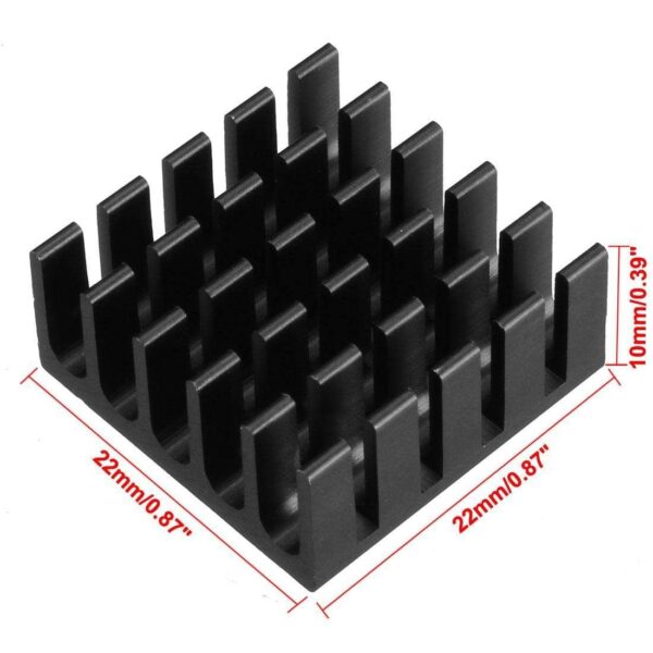 Aluminum Heatsink Cooler Circuit Board Cooling Fin Black 22mmx22mmx10mm 5Pcs for Led Semiconductor Integrated Circuit Device