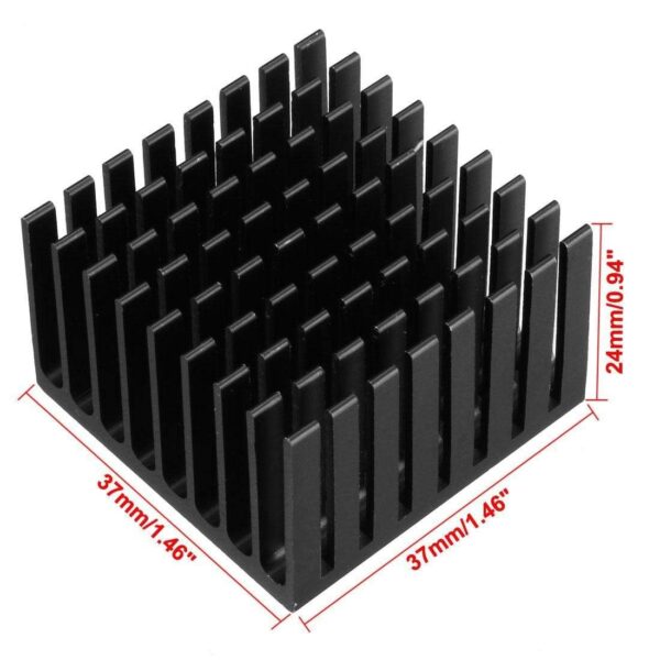 Aluminum Heatsink Cooler Circuit Board Cooling Fin Black 37mmx37mmx24mm for Led Semiconductor Integrated Circuit Device