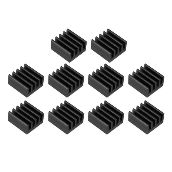 Aluminum Heatsink Cooler Circuit Board Cooling Fin Black 9mmx9mmx5mm 10Pcs for Led Semiconductor Integrated Circuit Device