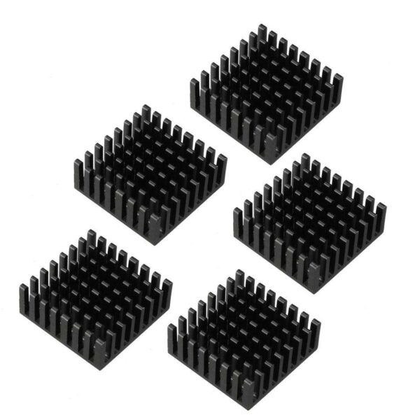 Aluminum Heatsink Cooler Circuit Board Cooling Fin Black 25mmx25mmx10mm 5Pcs for Led Semiconductor Integrated Circuit Device