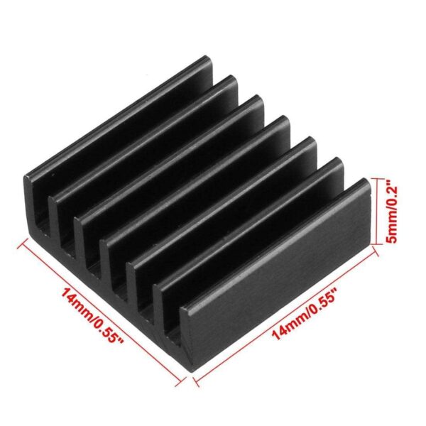 Aluminum Heatsink Cooler Circuit Board Cooling Fin Black 14mmx14mmx5mm 10Pcs for Led Semiconductor Integrated Circuit Device