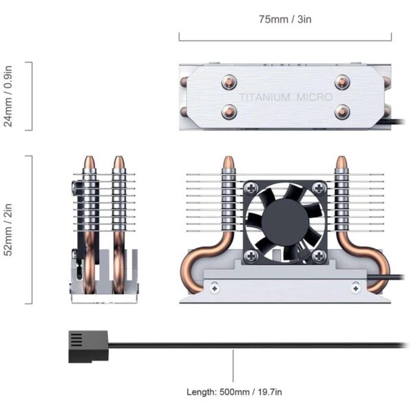 Titanium Micro TMHSFM3 NITRO M.2 Dual Cooler Heatsink with 30mm PWM Fan