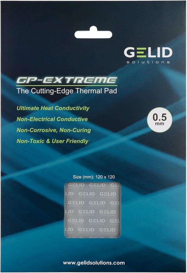 Gelid Solutions TP-GP01-S-A GP-Extreme 12W- Thermal Pad  120 x 120 x 0.5 mm Excellent Heat Conduction, Single Pack