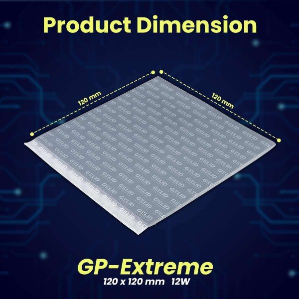 Gelid Solutions TP-GP01-S-A GP-Extreme 12W- Thermal Pad  120 x 120 x 0.5 mm Excellent Heat Conduction, Single Pack