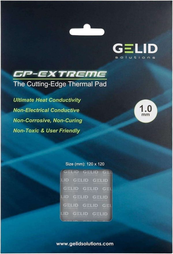 Gelid Solutions TP-GP01-S-B GP-Extreme 12W- Thermal Pad  120 x 120 x 1.0 mm Excellent Heat Conduction, Single Pack