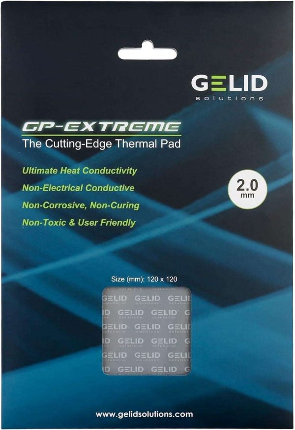 Gelid Solutions TP-GP01-S-D GP-Extreme 12W- Thermal Pad  120 x 120 x 2.0 mm Excellent Heat Conduction, Single Pack